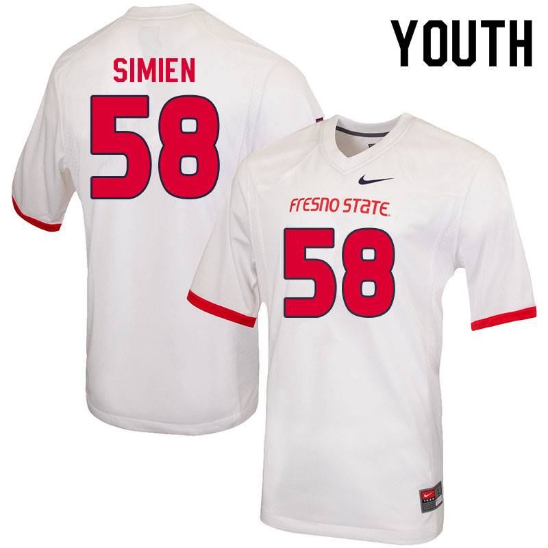 Youth #58 Marcus Simien Fresno State Bulldogs College Football Jerseys Sale-White